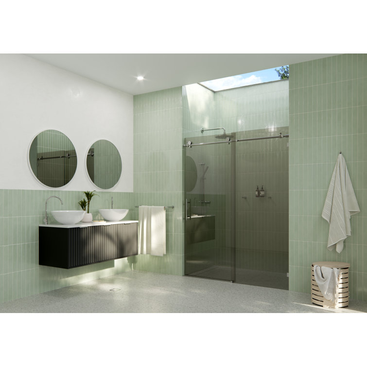 Equinox 60" Frameless Gray Tinted Glass Sliding Shower Door