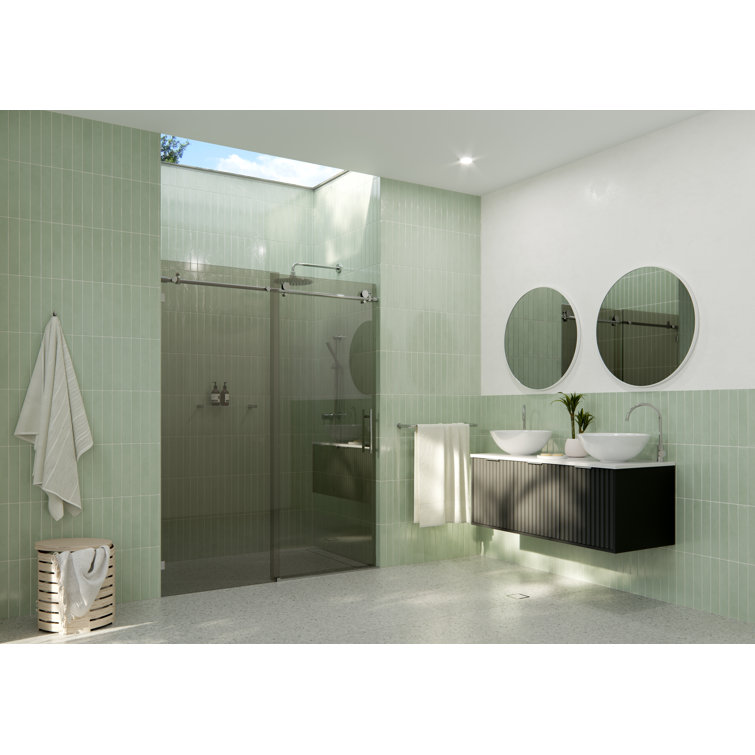 Equinox 60" Frameless Gray Tinted Glass Sliding Shower Door