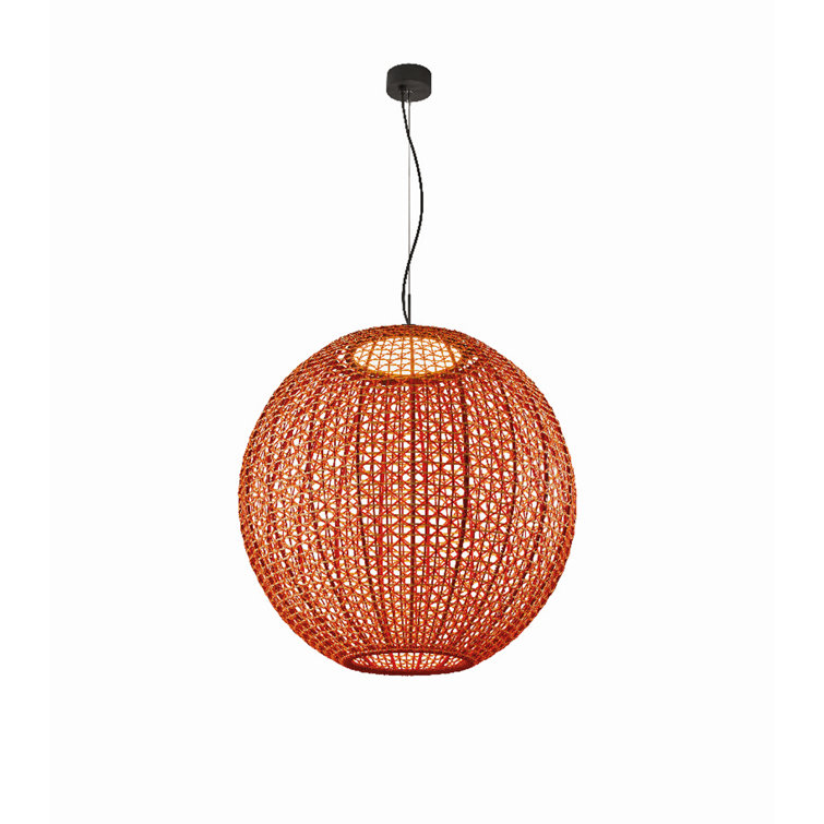 Large Red Globe LED Pendant Light with Aluminum Frame