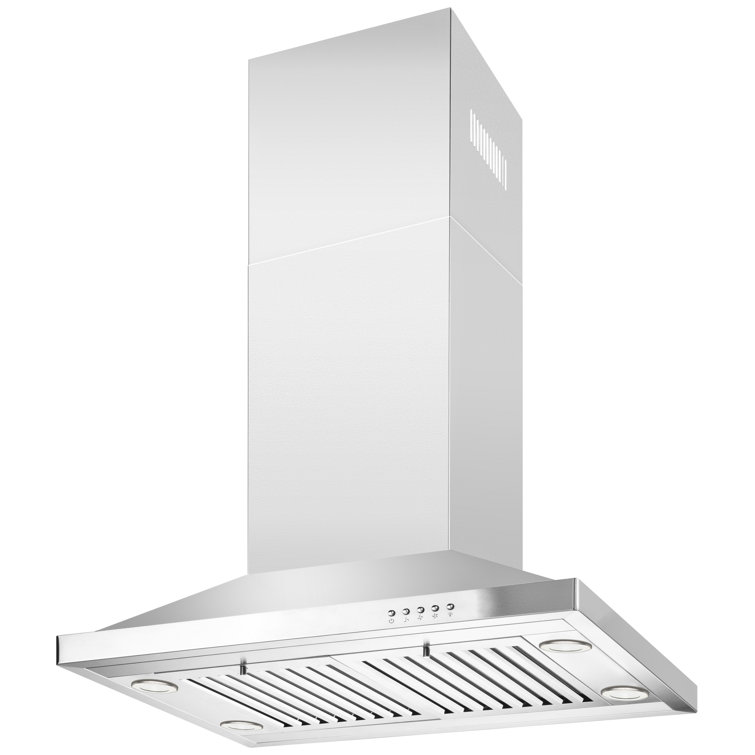 30-Inch Stainless Steel Island Range Hood with LED Lighting