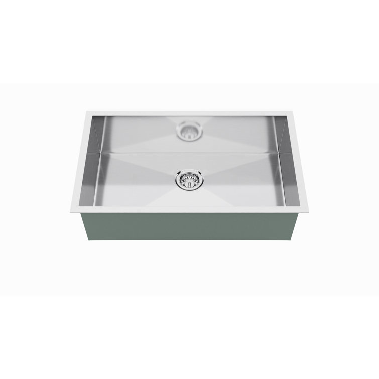 Blue Ocean 32" Single Bowl Brushed Satin Stainless Steel Undermount Kitchen Sink