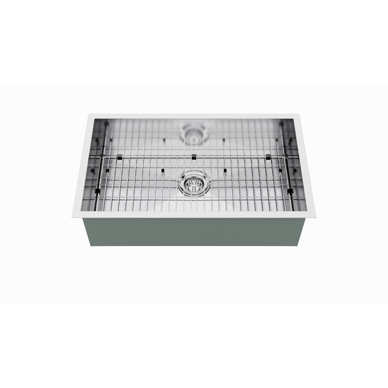 Blue Ocean 32" Single Bowl Brushed Satin Stainless Steel Undermount Kitchen Sink