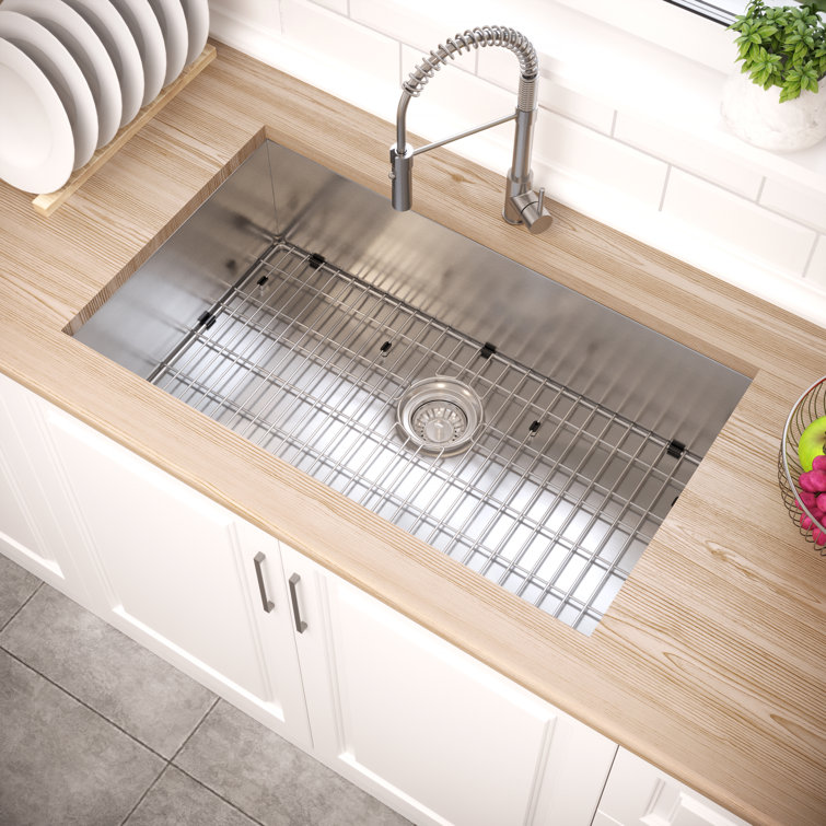 Blue Ocean 32" Single Bowl Brushed Satin Stainless Steel Undermount Kitchen Sink
