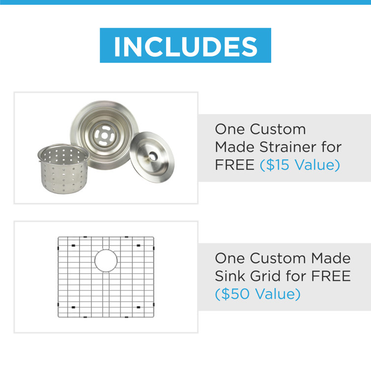 Blue Ocean 32" Single Bowl Brushed Satin Stainless Steel Undermount Kitchen Sink