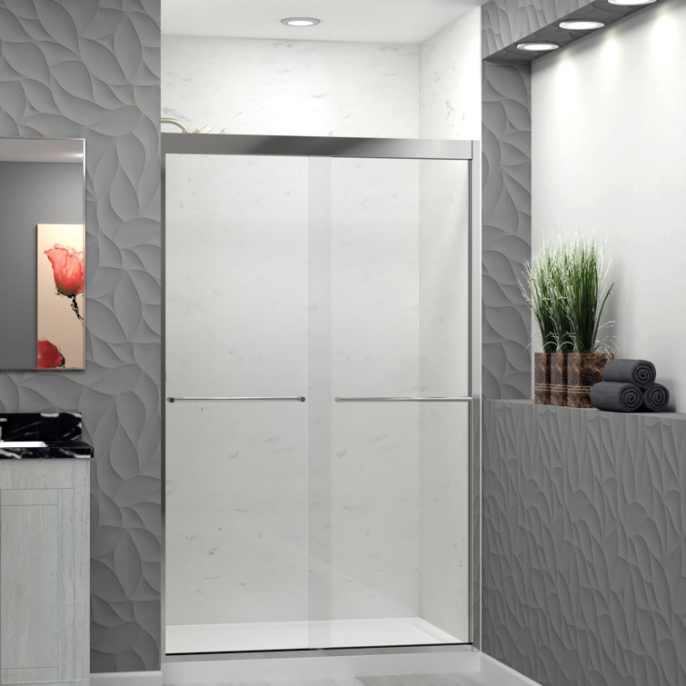 Frederick 47" Polished Chrome Semi-Frameless Shower Door with Clear Glass