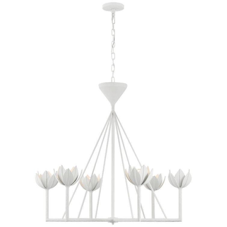 Plaster White Floral 6-Light Metal Chandelier