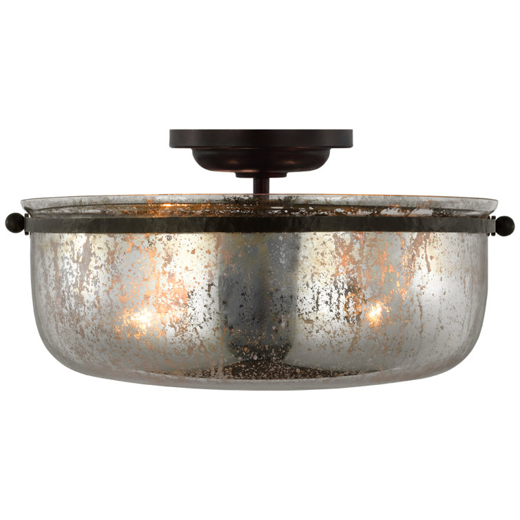 Lorford Aged Iron and Glass LED Semi-Flush Mount Light