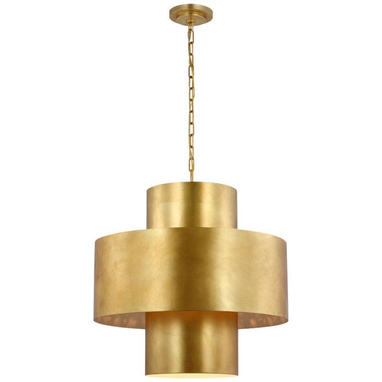 Gilded Gold LED Indoor/Outdoor Drum Pendant Light