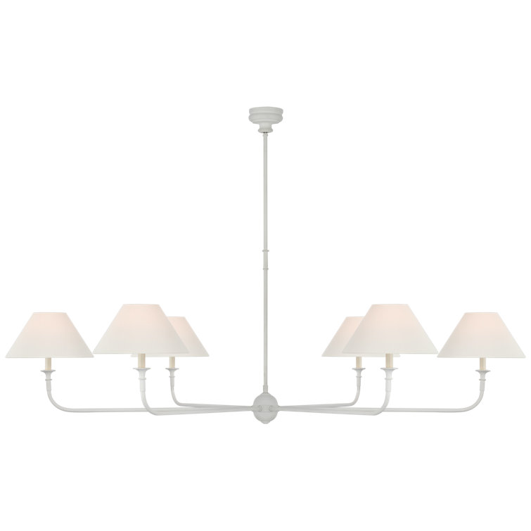 Plaster White 6-Light Candlestick Chandelier with Empire Shades