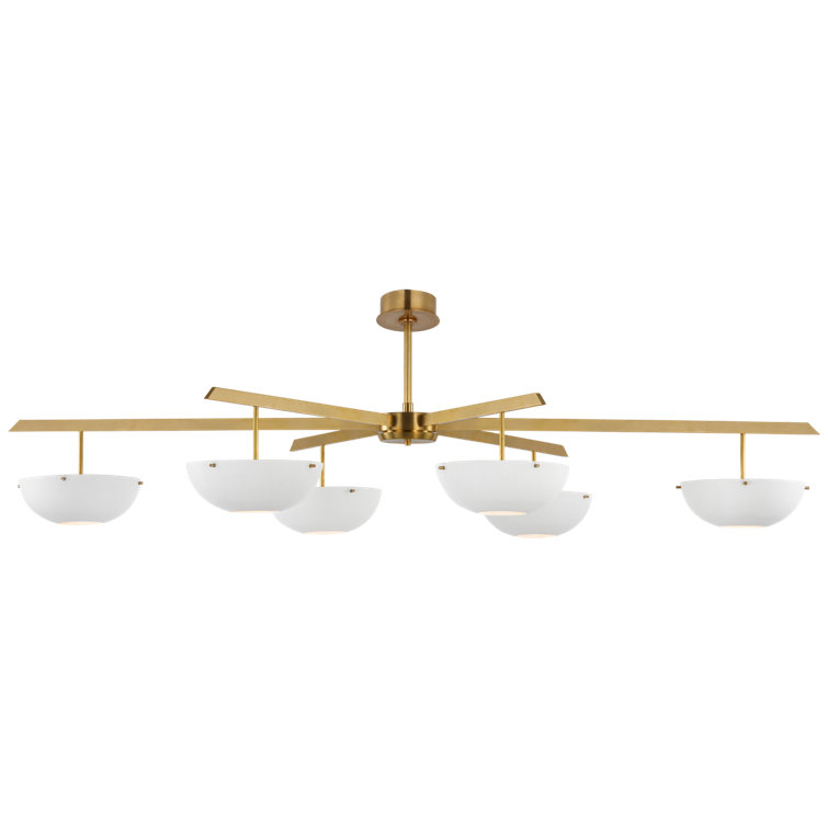 Hand-Rubbed Antique Brass 6-Light LED Chandelier with White Shades