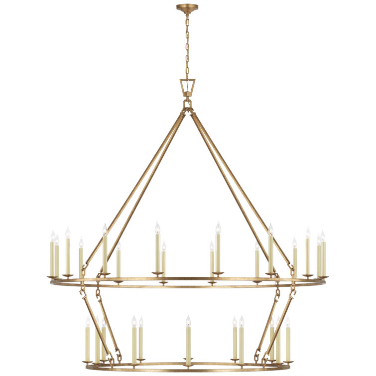 Gilded Iron 28-Light Candle Chandelier