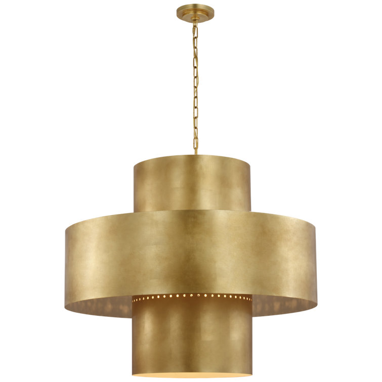 Gilded Gold LED Indoor/Outdoor Drum Pendant Light