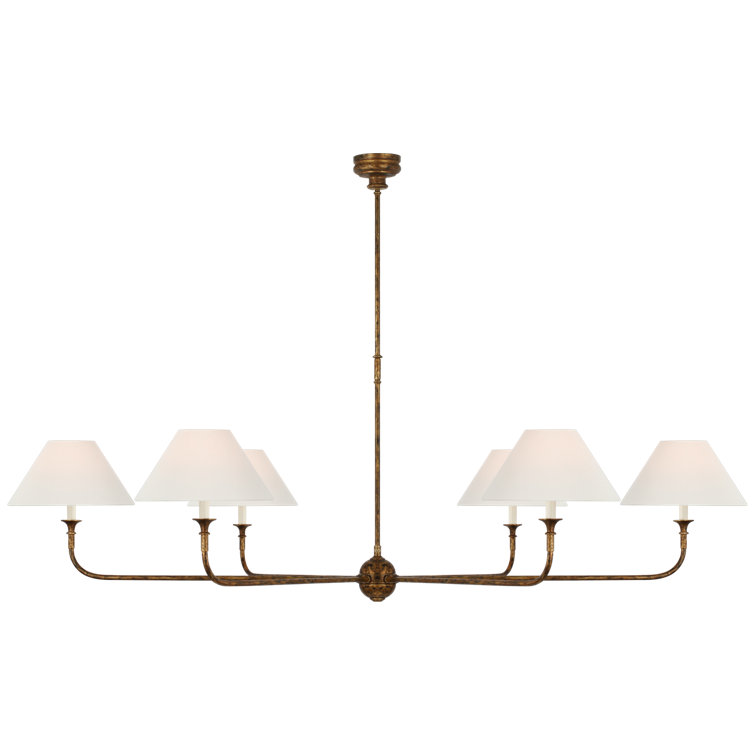 Antique Gild 6-Light Candlestick Chandelier with Empire Shades