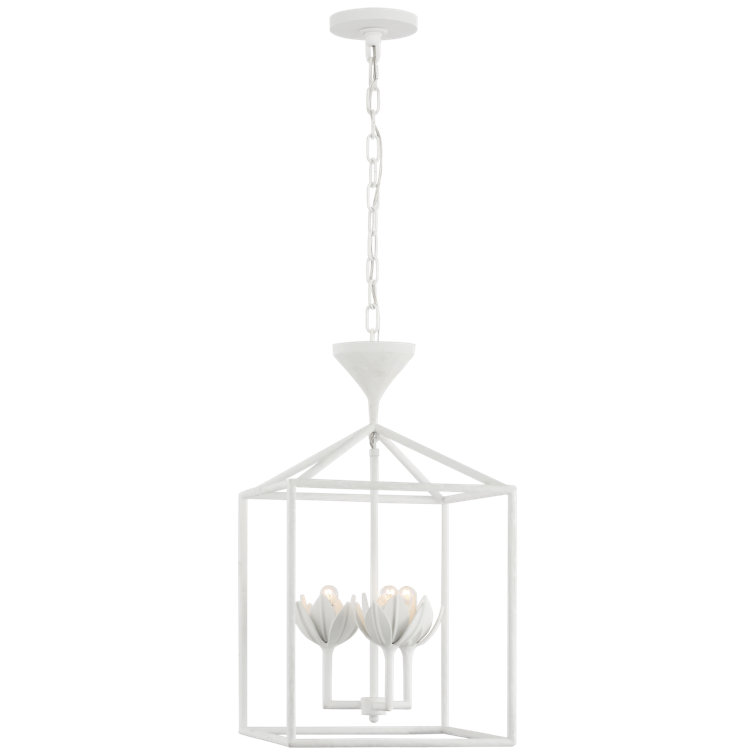 Plaster White Aluminum Floral LED Chandelier