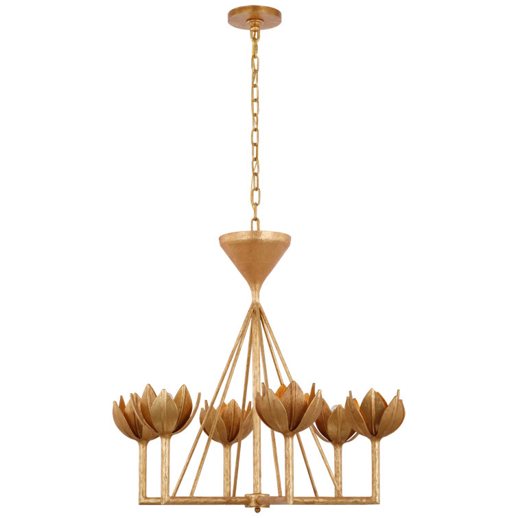 Alberto Antique Gold Leaf Floral 6-Light Chandelier