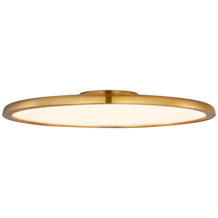 Natural Brass and Aluminum Round LED Flush Mount Light