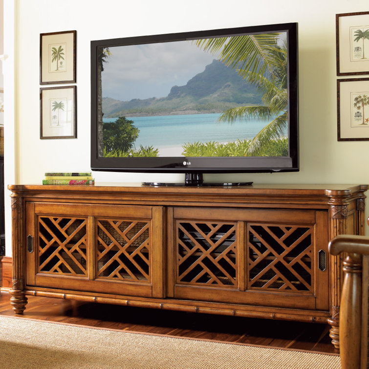 Traditional Brown Wood Media Console with Cabinet