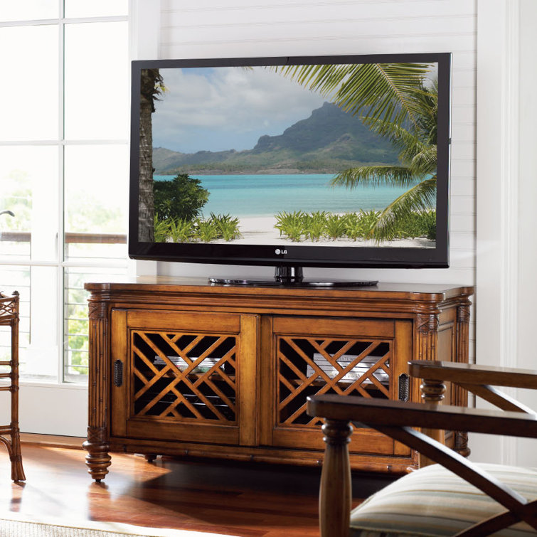 Traditional Brown Wood Media Console with Cabinet