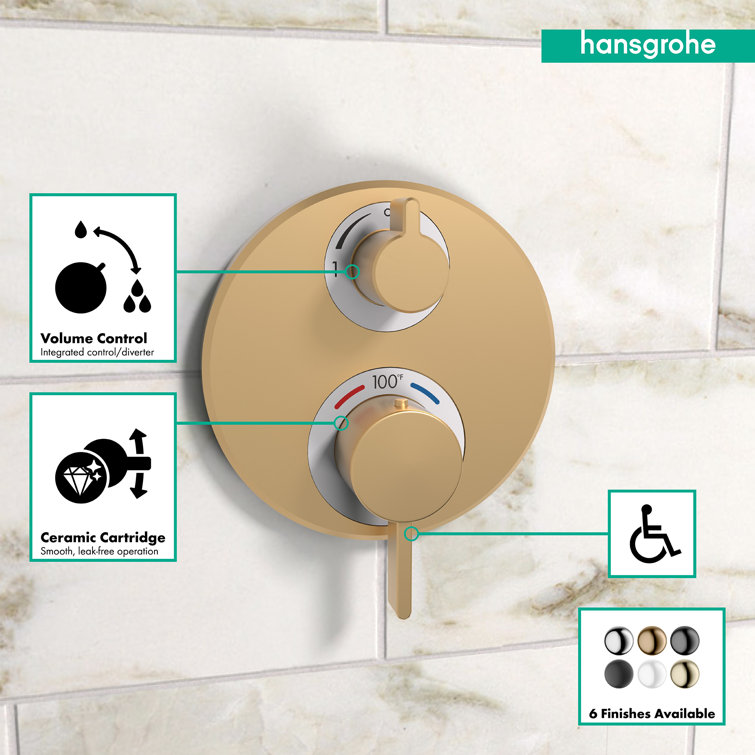 Brushed Bronze Wall-Mounted Thermostatic Shower Valve Trim