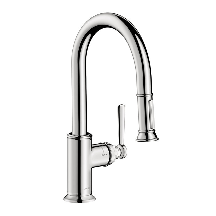 Chrome Brass Pull-Down Kitchen Faucet with Spray