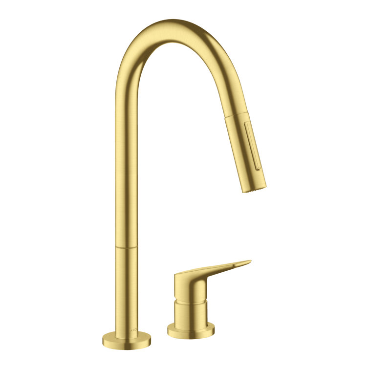 Brushed Gold Optic Pull-Down Kitchen Faucet with Spray