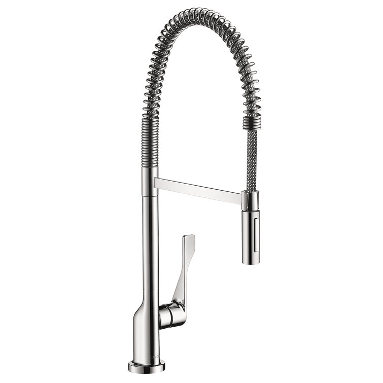 Chrome Industrial Kitchen Faucet with Pull-out Spray