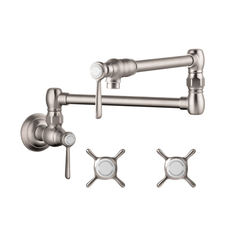 Stainless Steel Wall-Mounted Dual Handle Pot Filler Faucet