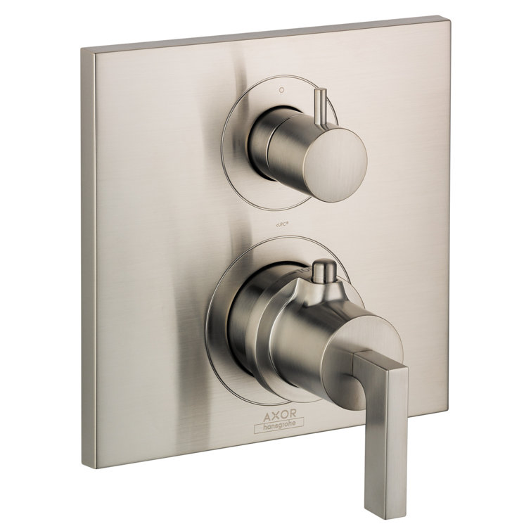 Brushed Nickel Wall-Mounted Thermostatic Shower Trim