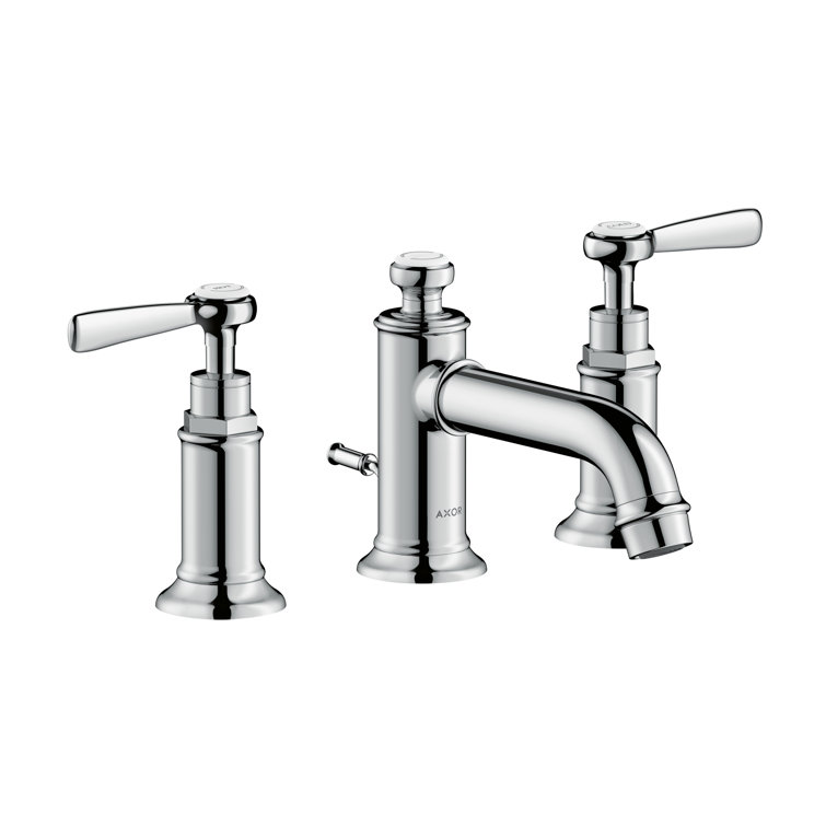 Chrome Modern Widespread Bathroom Faucet with Lever Handles