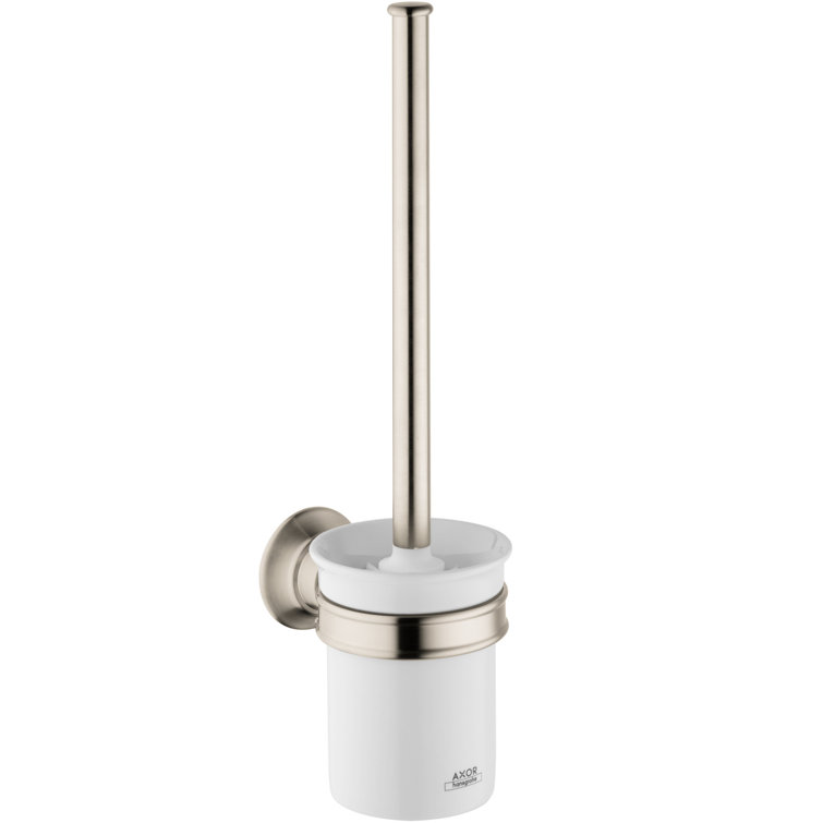 Polished Nickel Wall-Mounted Toilet Brush with Holder