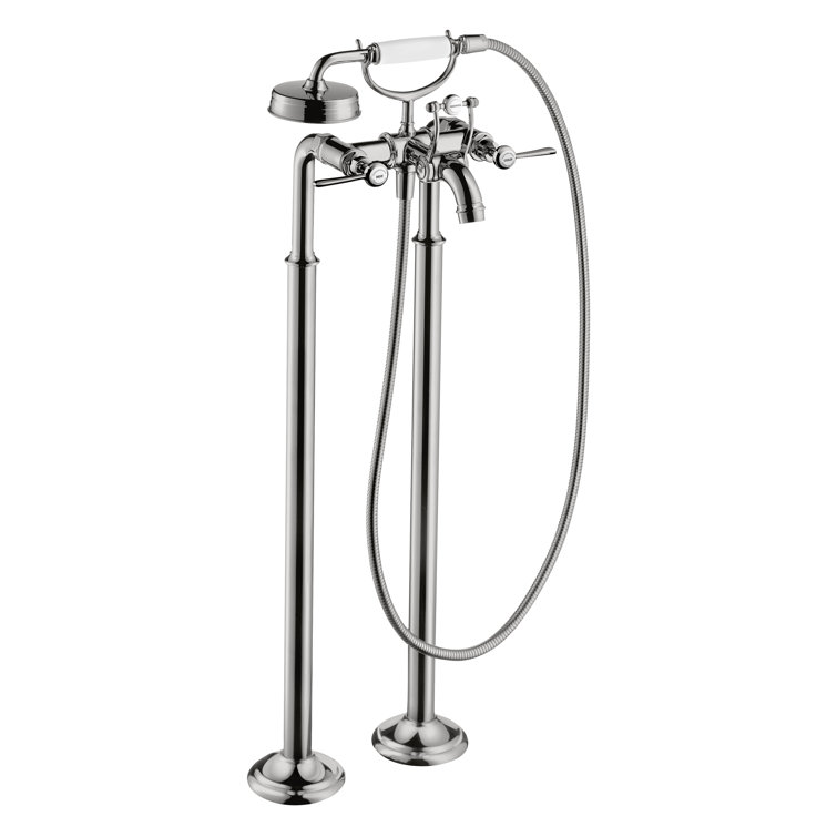 Polished Nickel Freestanding Tub Filler with Handshower