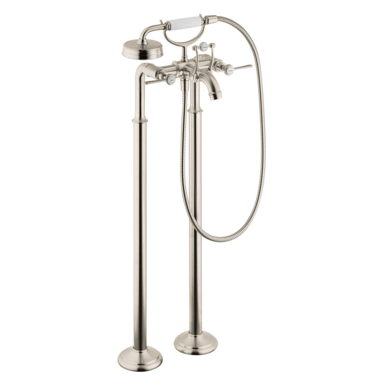 Polished Nickel Traditional Freestanding Tub Filler with Handshower