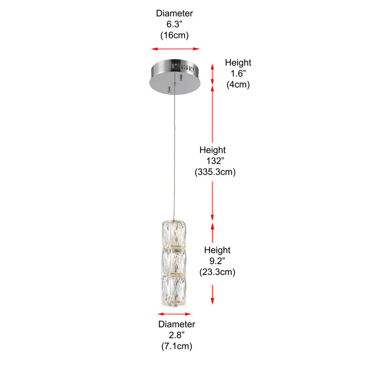 Polaris Chrome LED Pendant with Clear Crystal Shade
