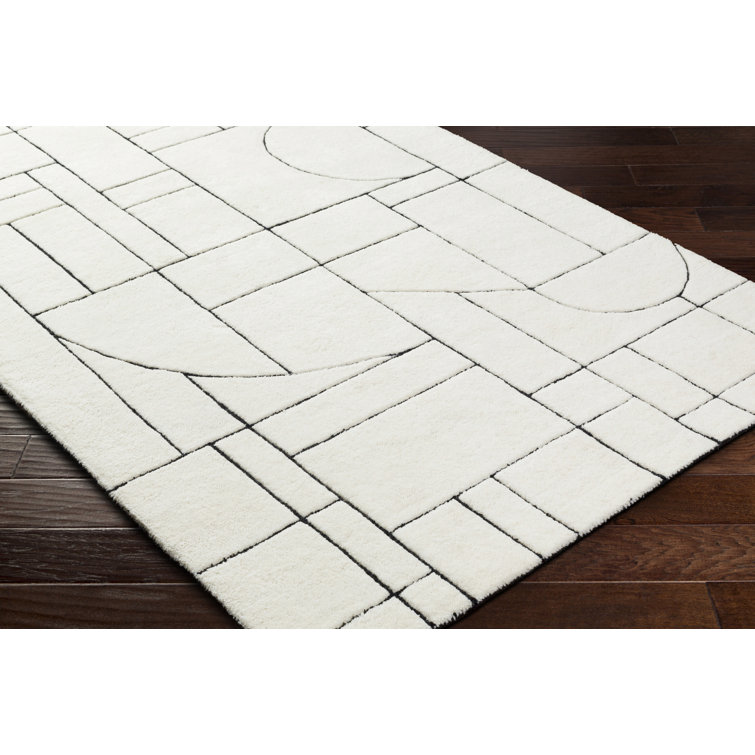 Lyla Black and Cream Wool Hand-Tufted Rug 2' x 3'