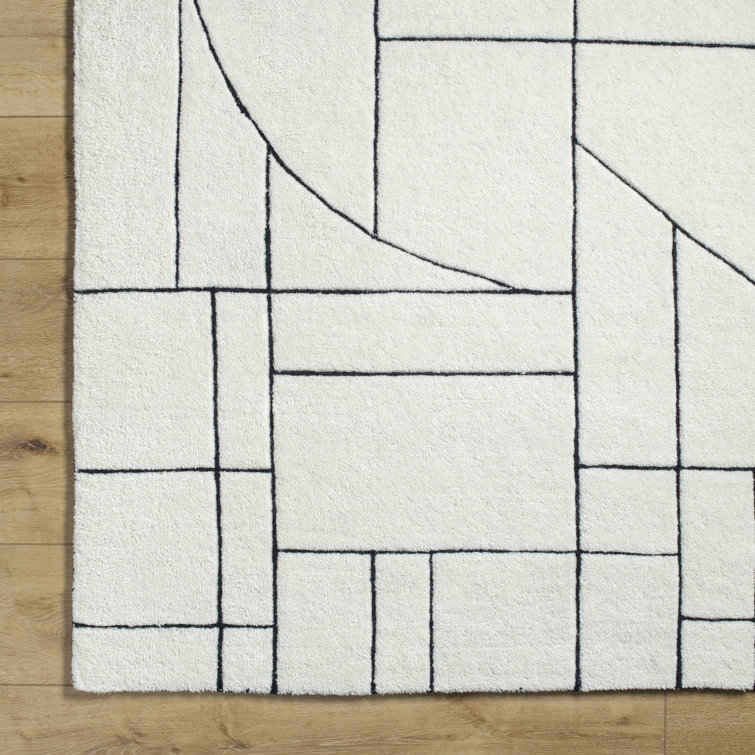 Lyla Black and Cream Wool Hand-Tufted Rug 2' x 3'