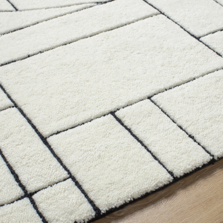 Lyla Black and Cream Wool Hand-Tufted Rug 2' x 3'