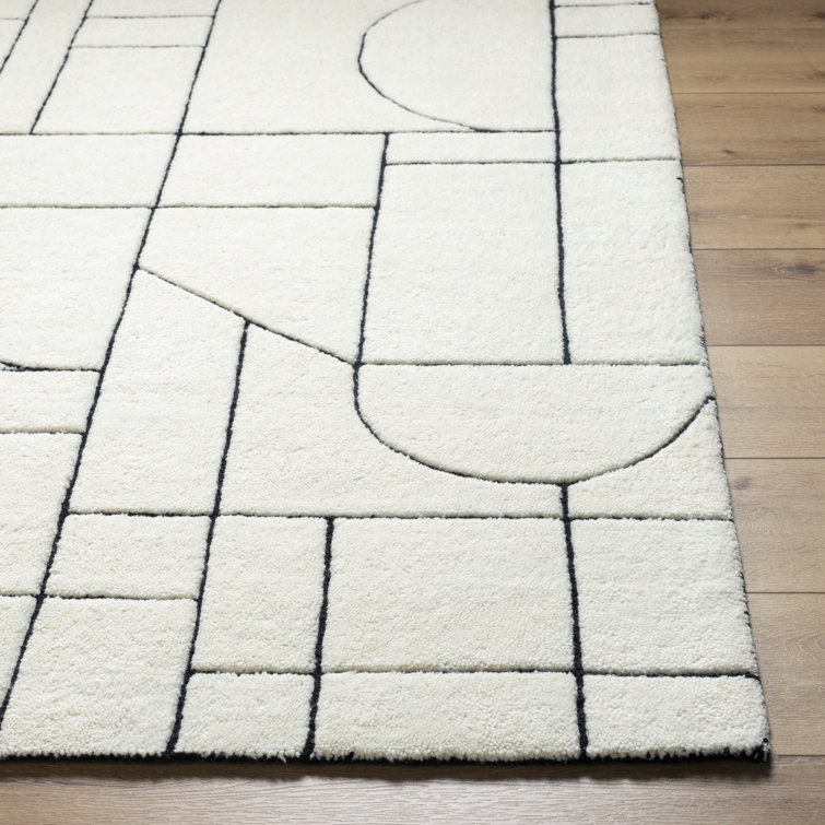 Lyla Black and Cream Wool Hand-Tufted Rug 2' x 3'