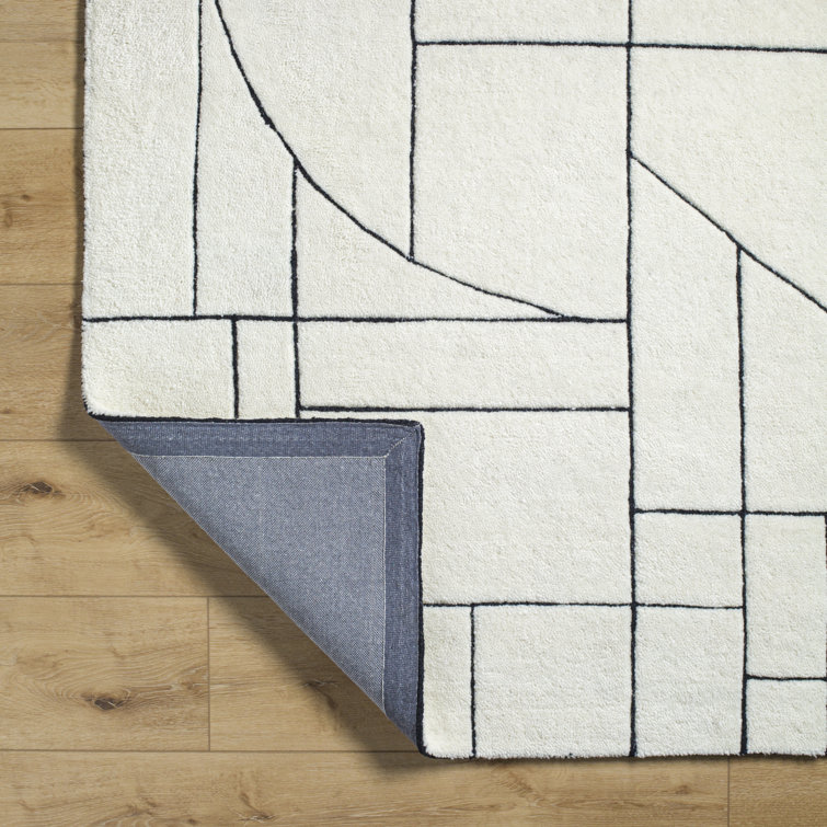 Lyla Black and Cream Wool Hand-Tufted Rug 2' x 3'