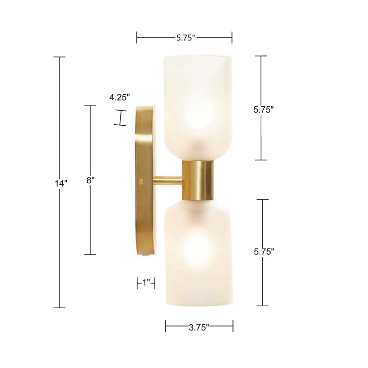 Gold Frosted Glass Double Tube Wall Sconce