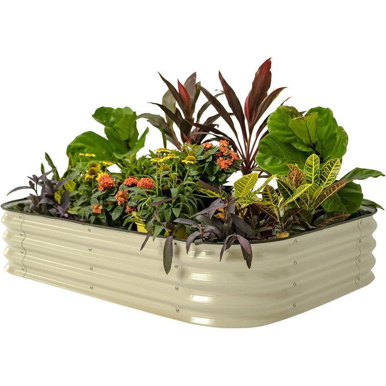 Pearl White 11" Tall Modular Metal Outdoor Raised Garden Bed