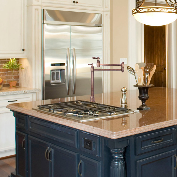 Antique Copper Dual Handle Gooseneck Kitchen Faucet