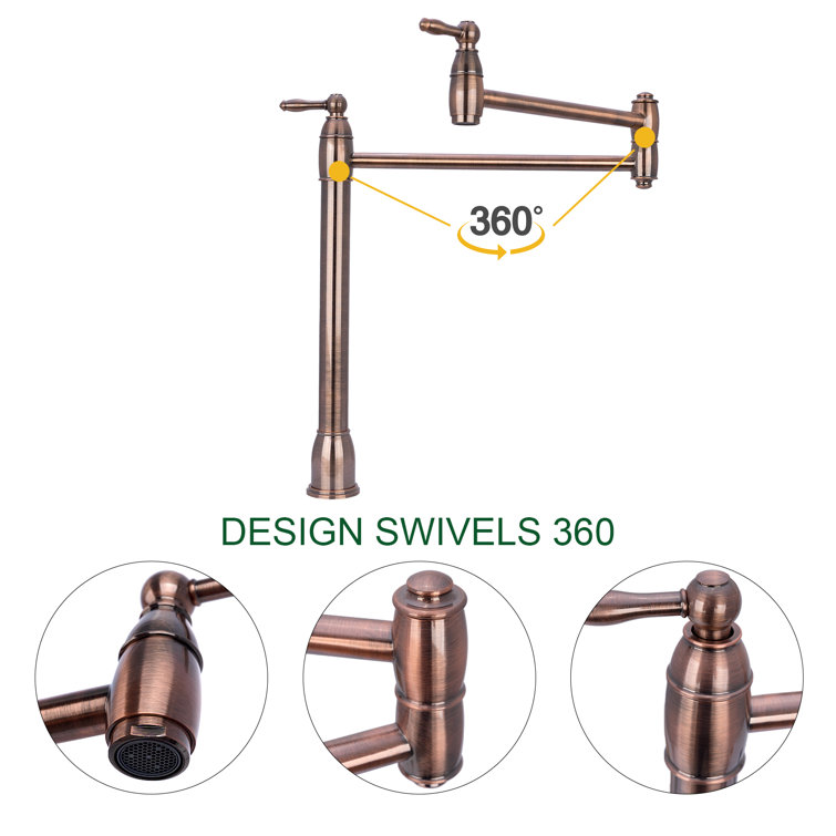 Antique Copper Dual Handle Gooseneck Kitchen Faucet