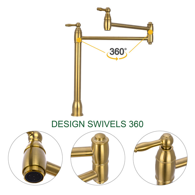 Brass Gold High Arc Gooseneck Kitchen Faucet