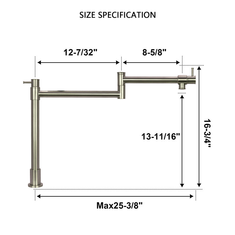 Brushed Nickel Double Handle Deck Mount Pot Filler Faucet
