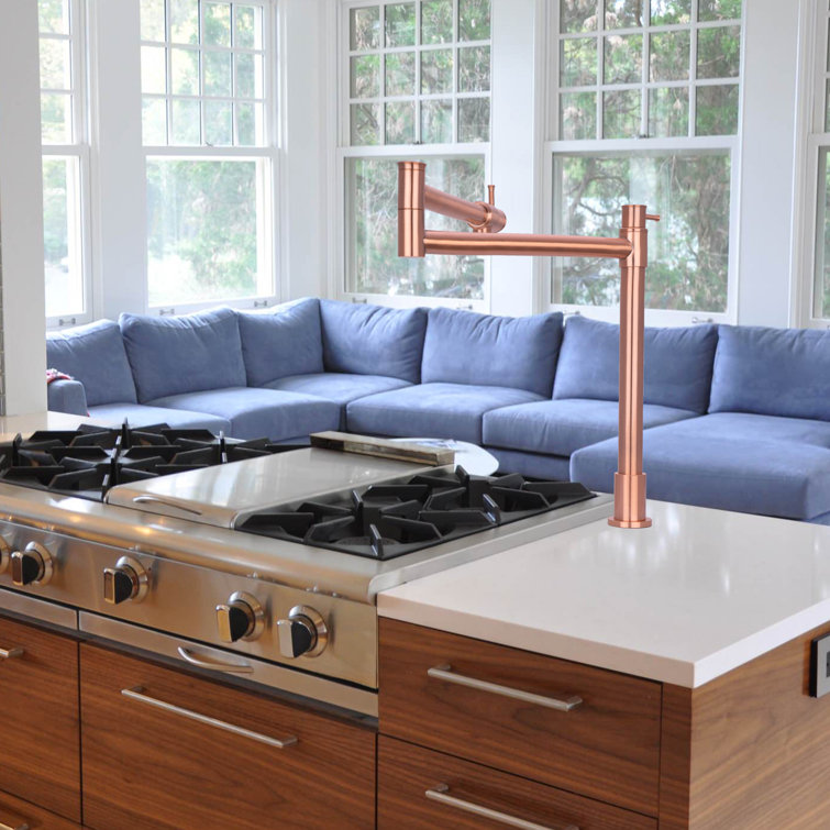 Brushed Copper Double Handle Pot Filler Faucet