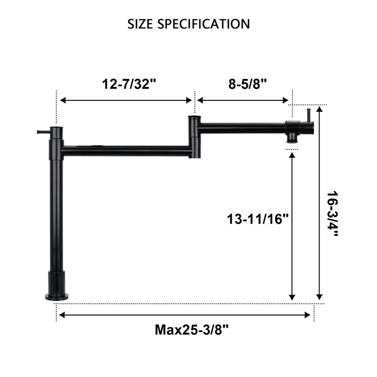 Matte Black Double Handle Pot Filler Faucet