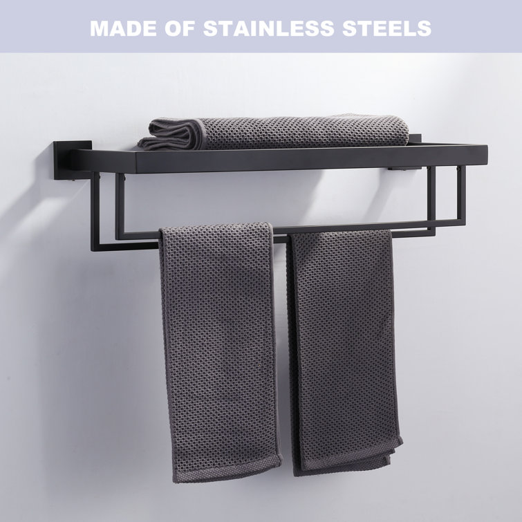 Matte Black Stainless Steel Double Towel Rack, 24-inch