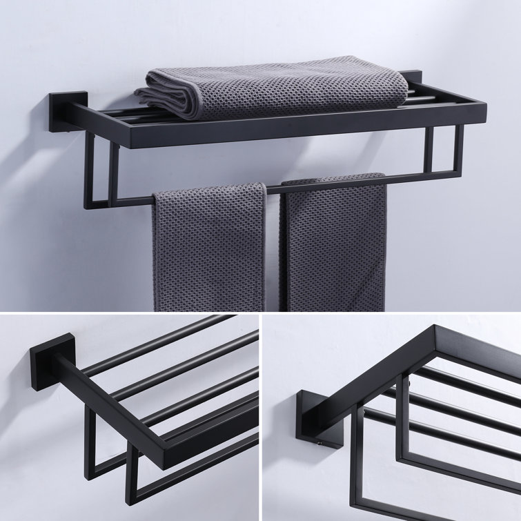 Matte Black Stainless Steel Double Towel Rack, 24-inch