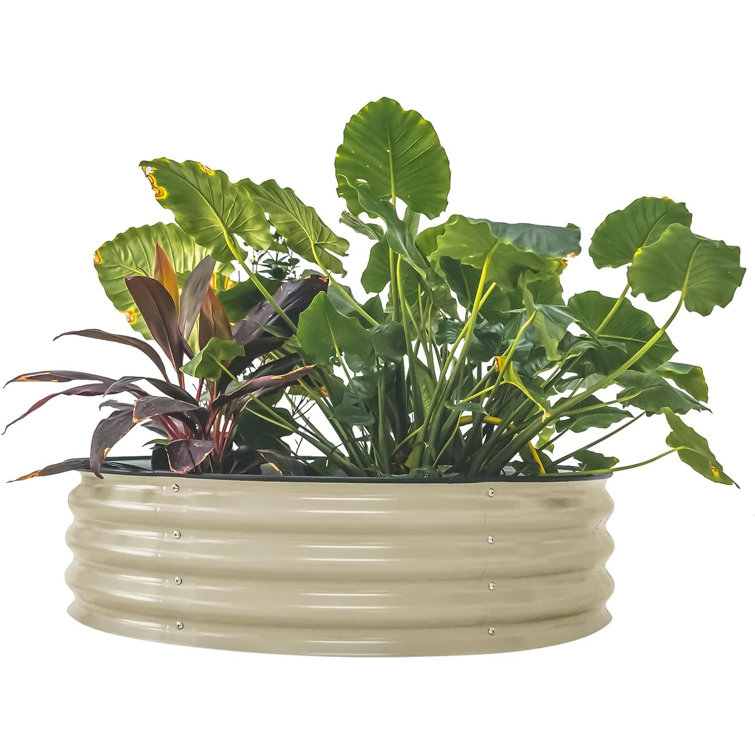 Pearl White Round Metal Raised Garden Bed for Outdoor Spaces