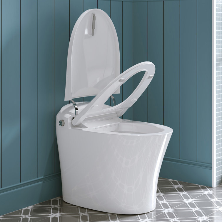 Elongated White Ceramic Smart Bidet Toilet with Dual Flush